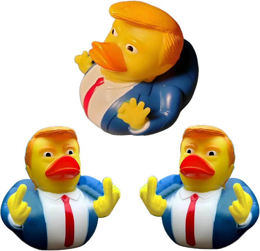 2024 New Funny Middle Finger Fist Pump Trump Rubber Ducks Jeeps Donald Trump Collection Duck Doll Baby Toys Ducky Yellow Duck Toy Kids Small Ducks Car Jeep Gifts (All of 3)