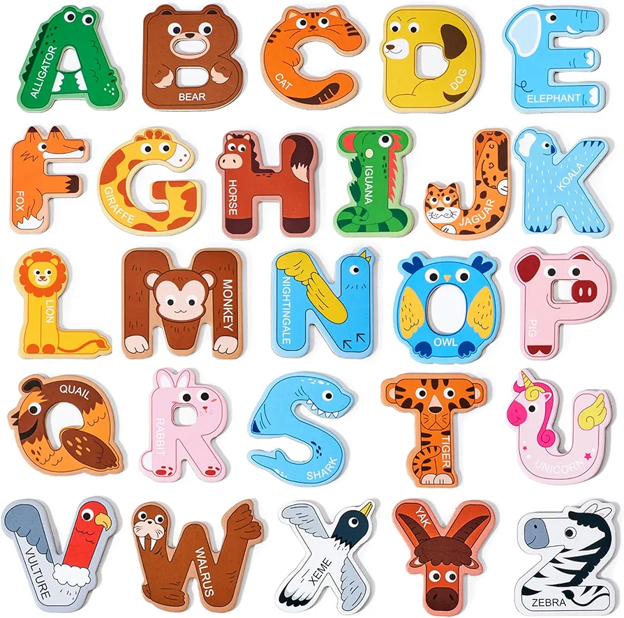 Magnetic Letters, Alphabet ABC Fridge Magnets for Toddlers & Kids, Cute Educational Animal Toys, 26 Uppercase Refrigerator Magnets, Ideal Spelling Learning Gift for Preschool 2 3 4 5 Years Old