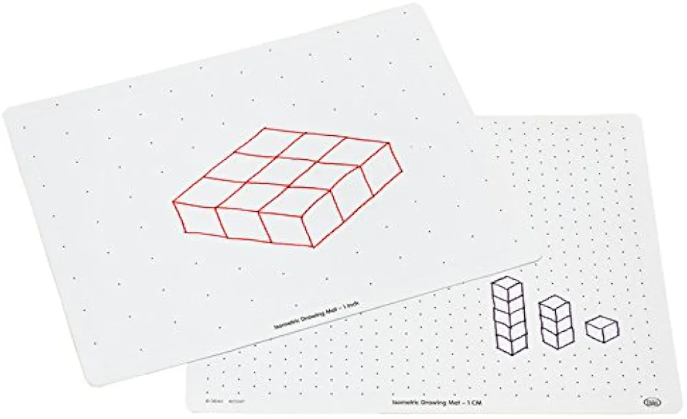 Didax Educational Resources Write-On/Wipe-Off Isometric Drawing Mats, Set of 10 Children's Mathematical Learning Aids