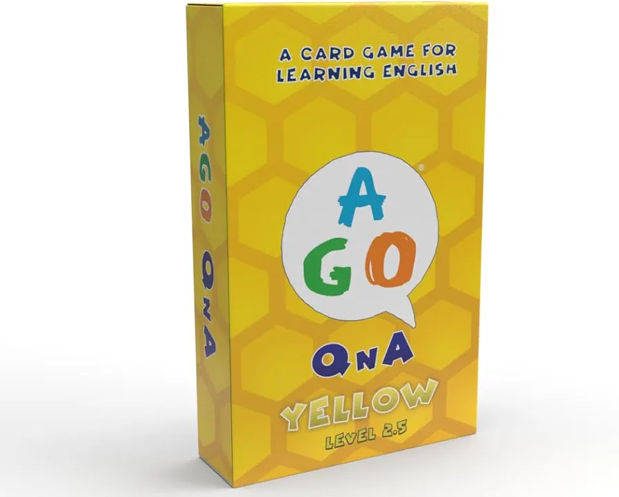 AGO QnA Yellow ESL Card Game - Level 2.5. A Fun English Language Learning Game for EFL/ESL Students - Build Vocabulary, Grammar and Conversation Skills!