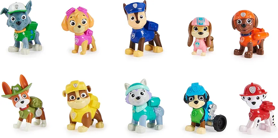 Paw Patrol, 10th Anniversary, All Paws On Deck Toy Figures Gift Pack with 10 Collectible Action Figures, Kids Toys for Ages 3 and Up