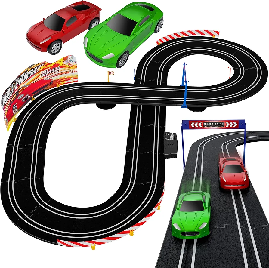 Kids Toy-Electric Powered Slot Car Race Track Set, Hot Wheels Track, Race Track Car Garage, Boys Toys, Race Tracks for kids ages 4-8, for 5 6 7 8-12 Year Old Boy Girl Best Gifts