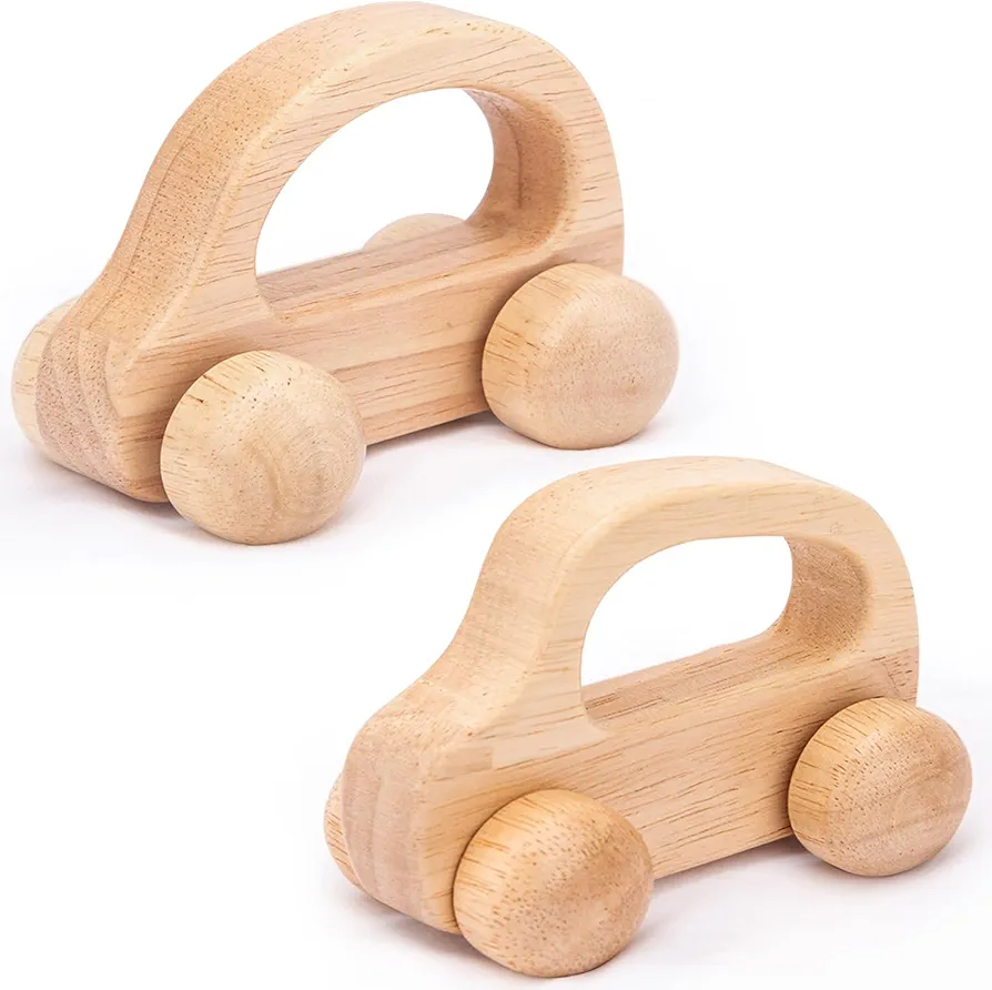 Wooden Baby Cars Toys, 2 PCS Wooden Cars for Toddlers 1-3, Montessori Toys for Babies 0-6-12 Months, Boy Nursery Neutral Nursery Decor Wood Toy Wooden Car Toys Toys Baby Wood Cars for Kids