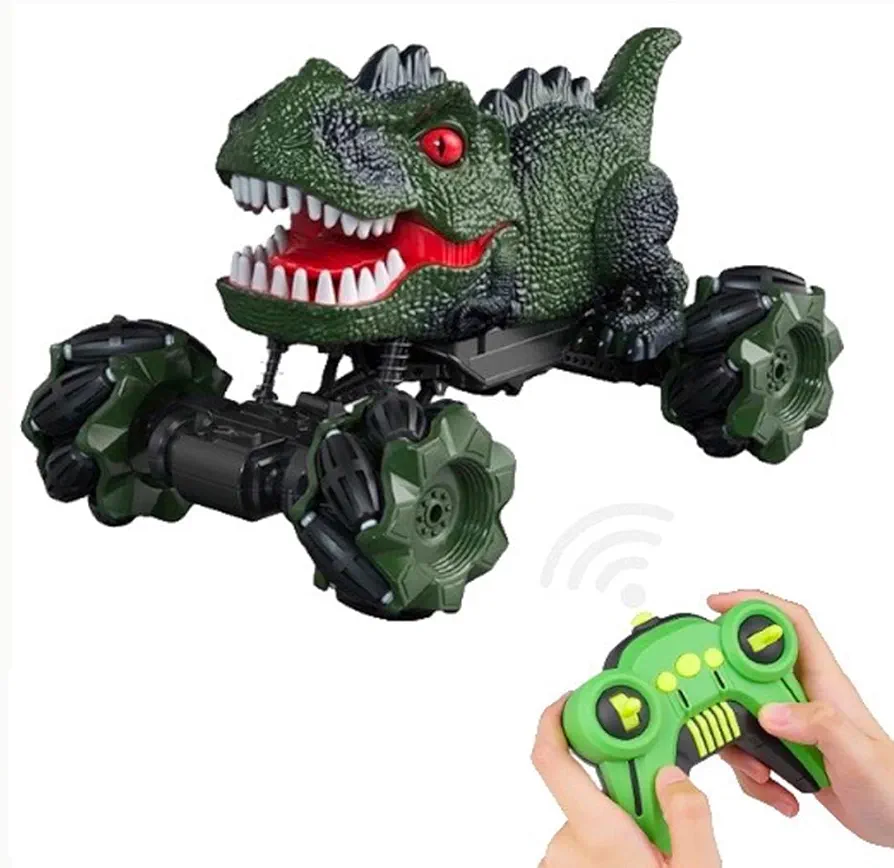 Remote Control Dinosaur,Remote Truck,2.4Ghz All Terrain Dinosaur Truck Toys， with Music, Lights,Roaring Sound,360 Stunt Capable, for Boys Girls Age 3 4 5 6 7 8 Year Old -Green