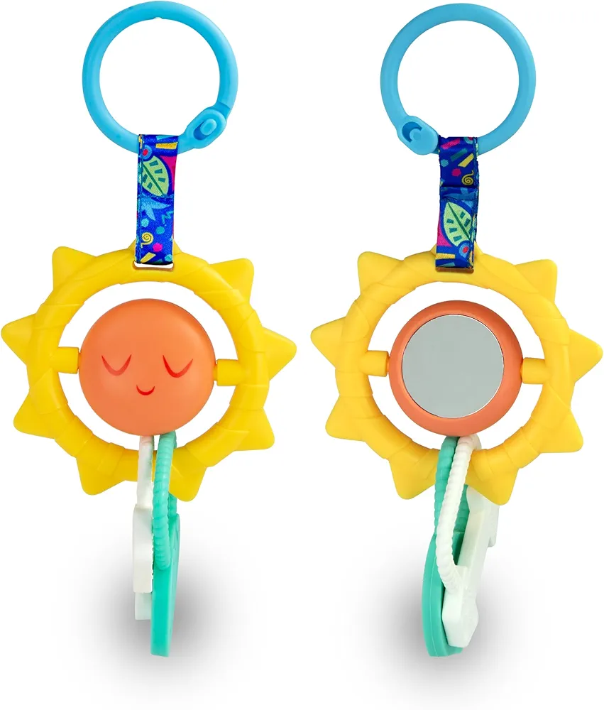 BEBE FUERTE Strong & Sunny Clip On Stroller Toy by Robin Arzon - Developmental Baby Teething Toys - Travel Toys for Infants - Teething Toy for 0 Months and Up