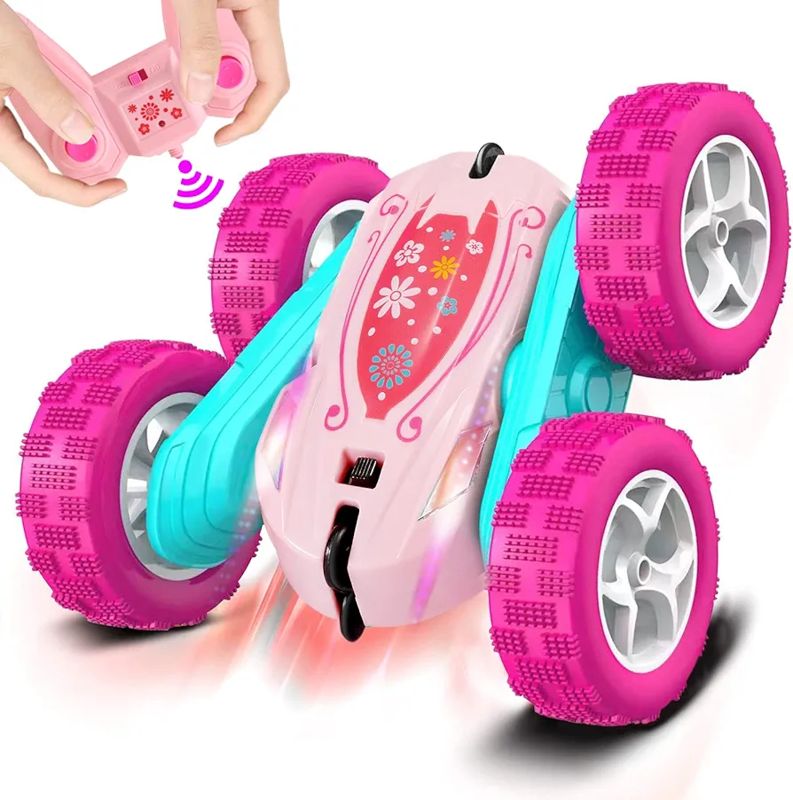 FREE TO FLY Rc Stunt Cars: Double Sided 360°Flip Rotating 4WD Race Car Toy for Outdoor & Indoor for 6 7 8 9 10 11 12 Year Old Girls Boys Birthday Gift for Kids Ages 6+