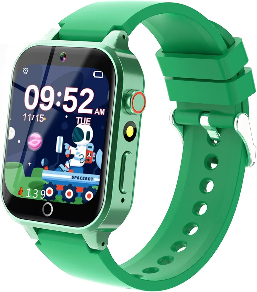 Cosjoype Kids Smart Watch Boys Gift for Age 6-10, 26 Games Touch Screen HD Video Music Player Learning Cards Audiostory Pedometer Educational Toys Birthday Gifts for Girls Ages 4 5 6 7 8 Green