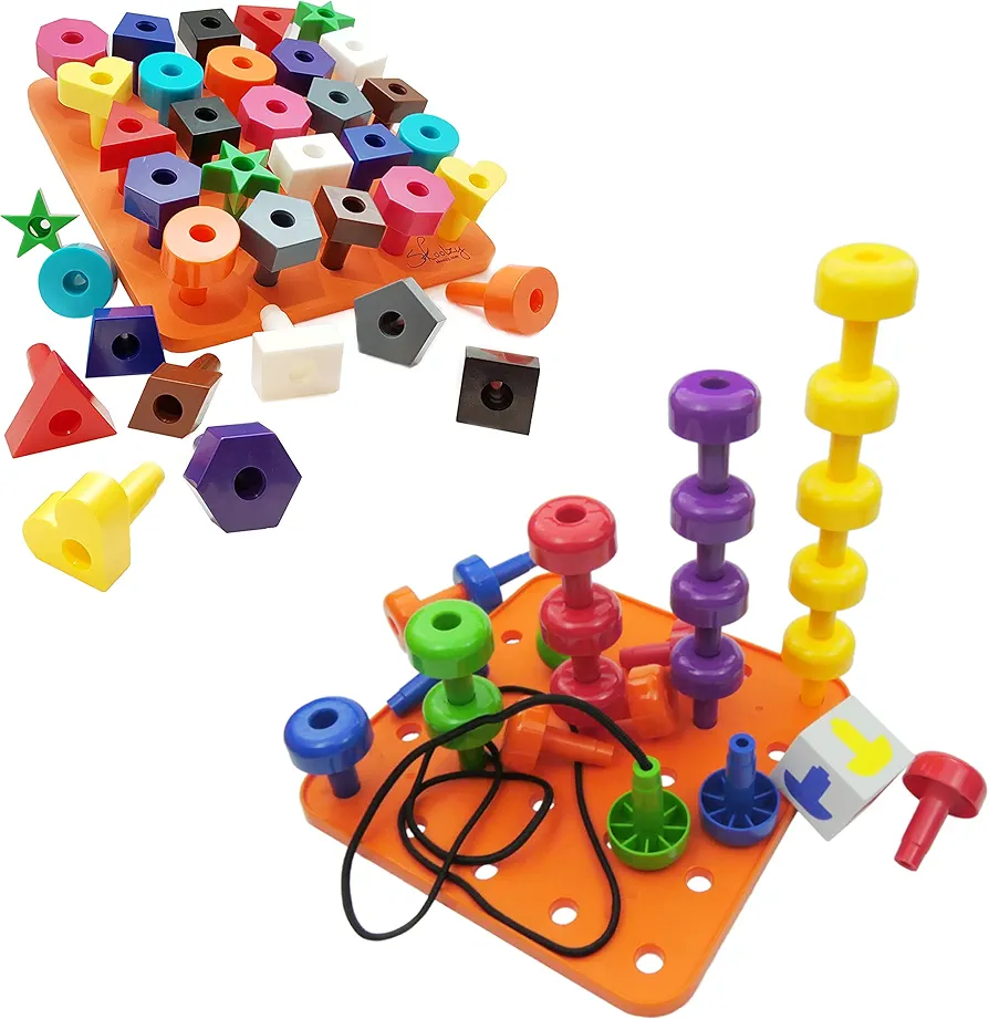 Skoolzy Peg Board Toddler Stacking Toys - Plastic Peg Board Toddler Toys