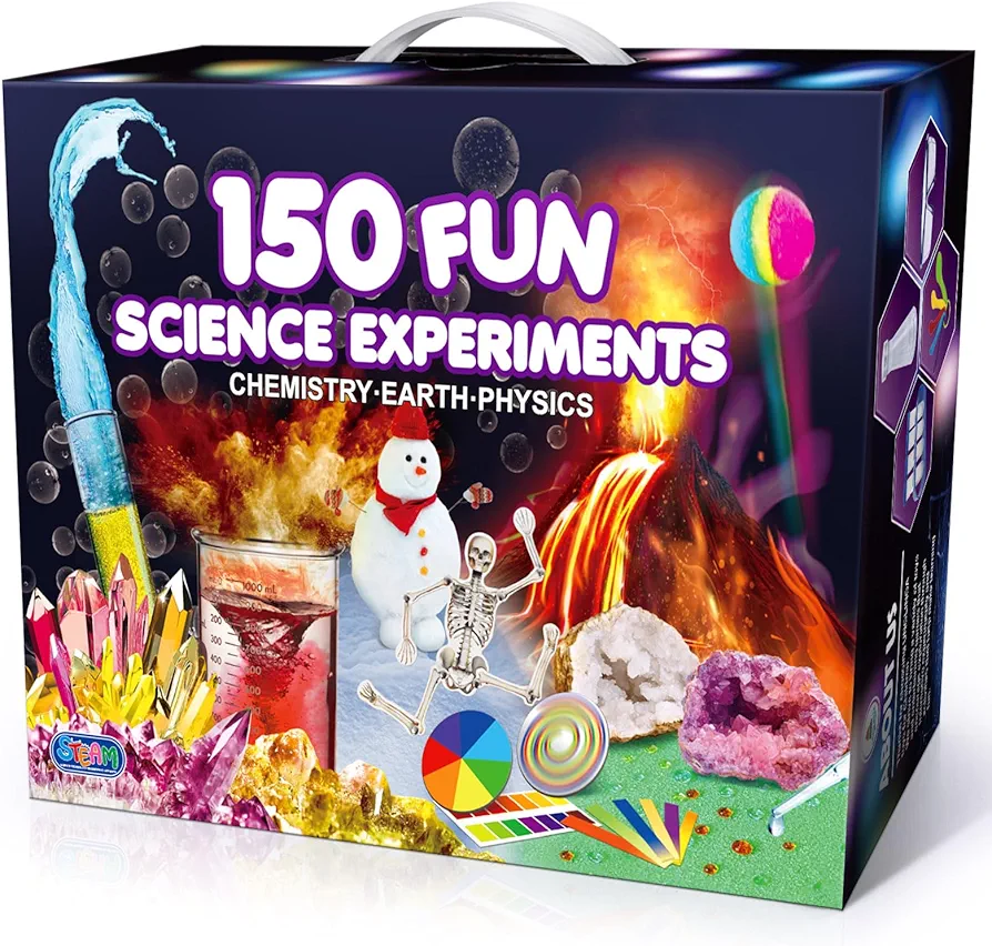 UNGLINGA Kids Science Kits with 150 Experiments for Boys Girls, Scientific Toys Gifts Ideas Birthday Christmas, Break Geodes, Volcano, Chemistry Physics Educational STEM Project Activities