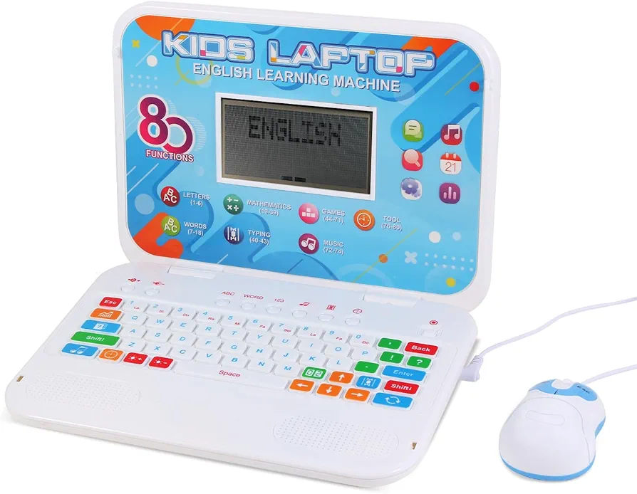 Kids Laptop - 80 Learning Modes to Learn Alphabet, Words, Mathematics, Play Games and Music - Educational Learning Computer for Kids Ages 5+