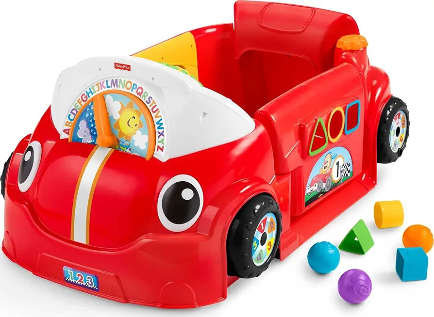 Fisher-Price Baby Toy Laugh & Learn Crawl Around Car Red Activity Center with Educational Music & Lights for Infants Ages 6+ Months (Amazon Exclusive)