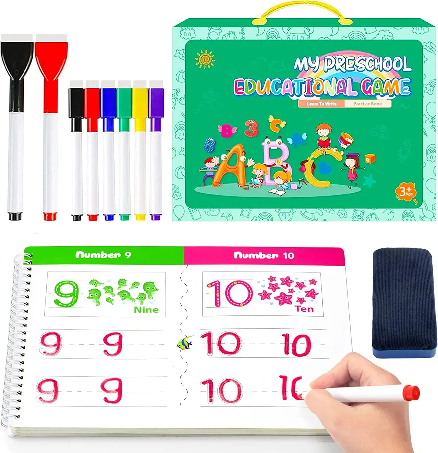 Letter Tracing for Kids Ages 3-5, Learn to Write for Kids, Letter Practice for Preschoolers, 40 Page Dry Erase Letter Tracing Book for Kids Ages 3-6, Toddler Learning Toys, Pre School Workbooks