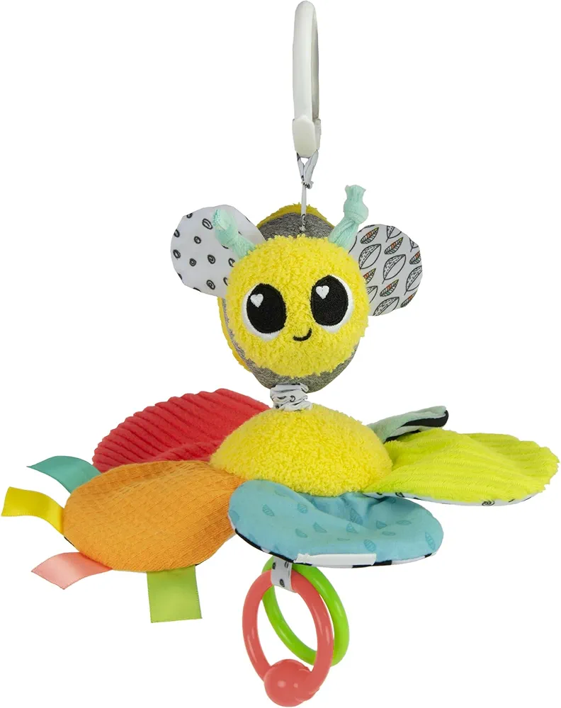 LAMAZE Buzzy The Bee Clip On Stroller Toy - Baby Sensory Toys with Crinkle and Buzzing Sounds - Includes Clip for On-The-Go Stroller or Car Seat Play - Ages 0 Months and Up