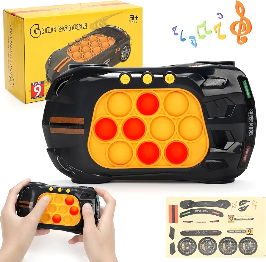 Car Pop Toys Handheld Games -Push Bubble Light Up Black Car Game Machine with Music- Quick Push Stress Relief Game Bubble - Car Toy Birthday Gifts for Kid/Teens