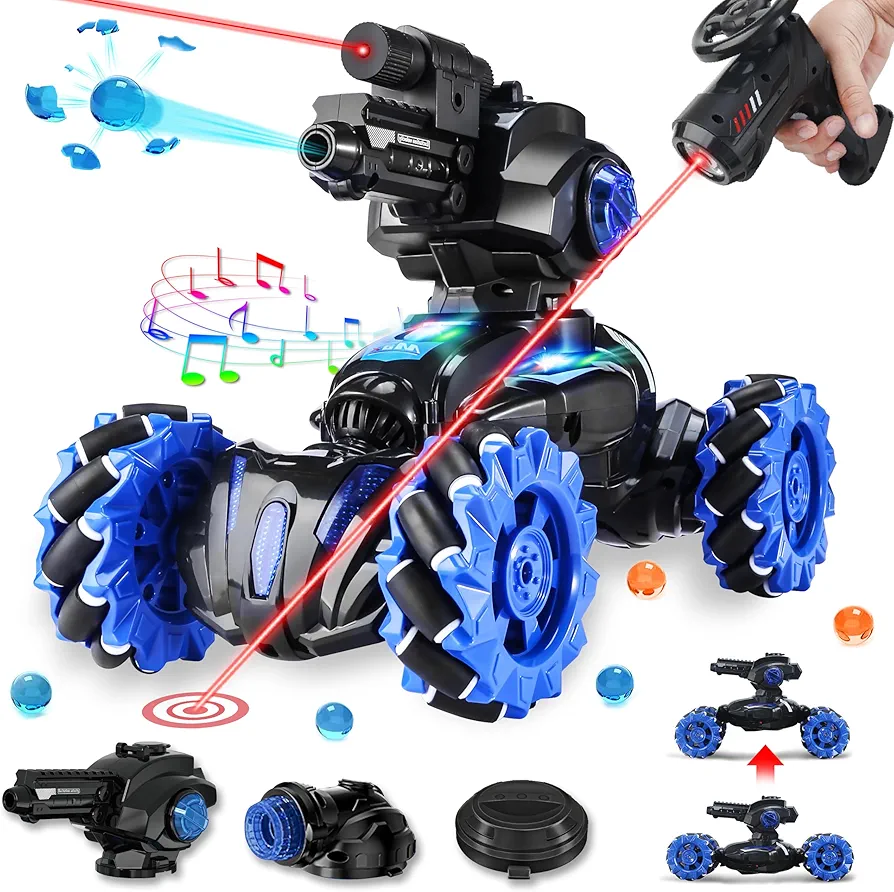 RC Tank That Shoots, 3 Heads RC Cars, Remote Control Tank Shooting Water Bullet Ball, Spray Tank toy, Chase Light Control Remote Control Car for Boys 6 8-12, Kids Toy gifts Birthday Christmas