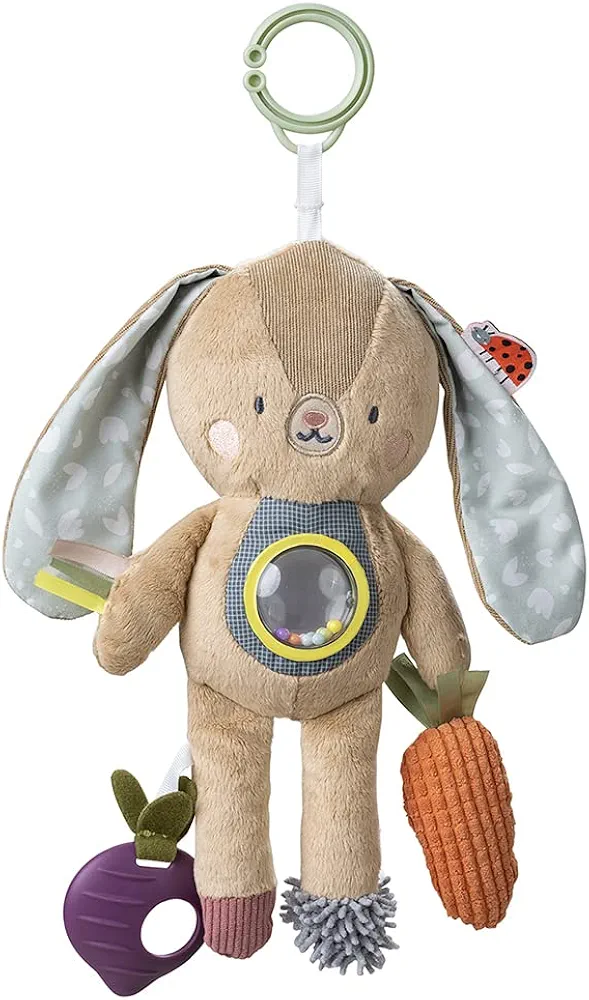 Taf Toys Jenny Activity Bunny Newborn & Baby Developmental Soft Activity Toy. Helps Develop Motor Skills. Perfect for Multi Sensory Play with Mirror, Teethers & Rattles. Textures and Sounds 3-6 Months