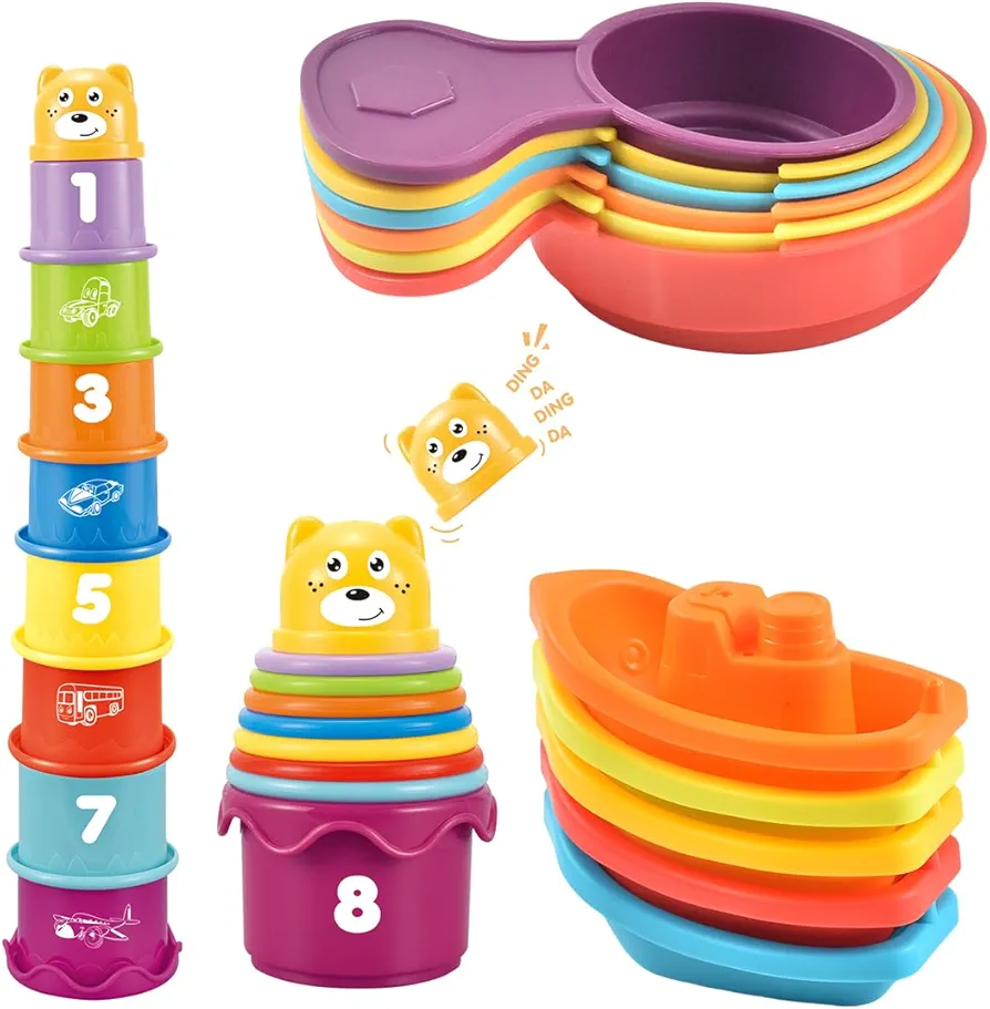 Baby Toys 6 to 12 Months, Baby Stacking Nesting Cups Toys, Baby Bath Toys for Kids Ages 1-3, Montessori Toys for Toddler Gifts 1 Year Old