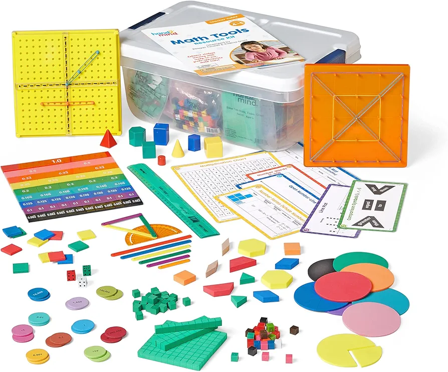 hand2mind Math Tools Small Group Sets 4-5 by Reagan Tunstall & Kristina Grant, Math Manipulatives, Base Ten Blocks, Color Tiles, Fraction Circles, Pattern Blocks, Place Value Chips, Classroom Supplies