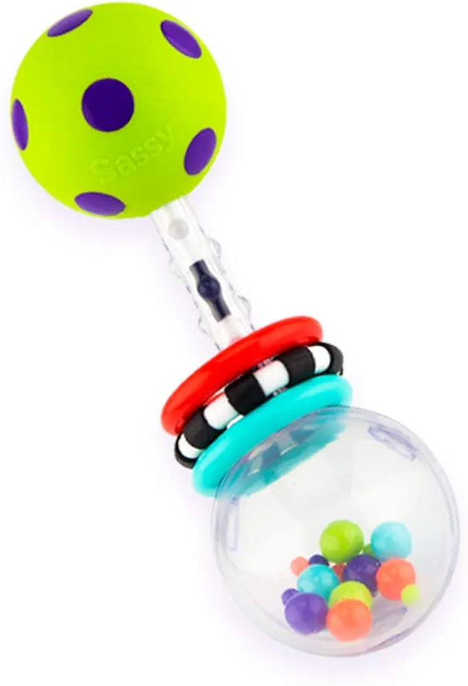 Sassy Spin Shine Rattle Developmental Toy (Colors May Vary)