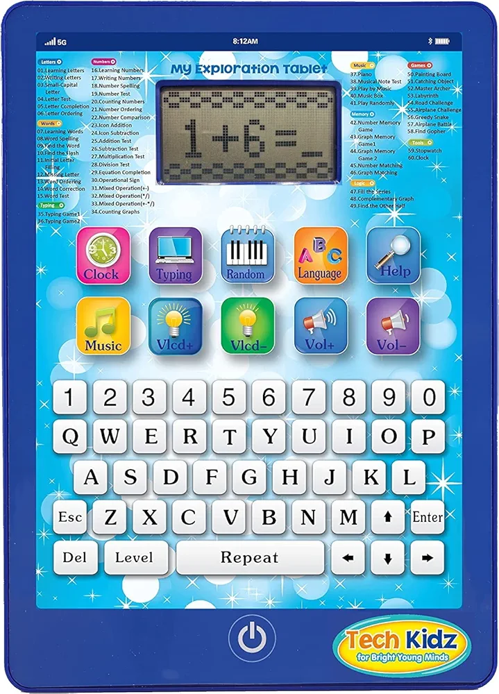 My Exploration Toy Tablet Educational Learning Computer, 60 Challenging Learning Games and Activities, LCD Screen, Keyboard (Blue), Ages 3+