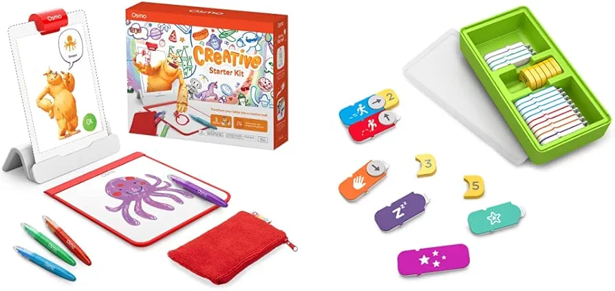 Osmo - Creative Starter Kit for iPad - 3 Educational Learning Games - Ages 5-10 - Drawing, Word Problems & Early Physics - STEM Toy Base Included