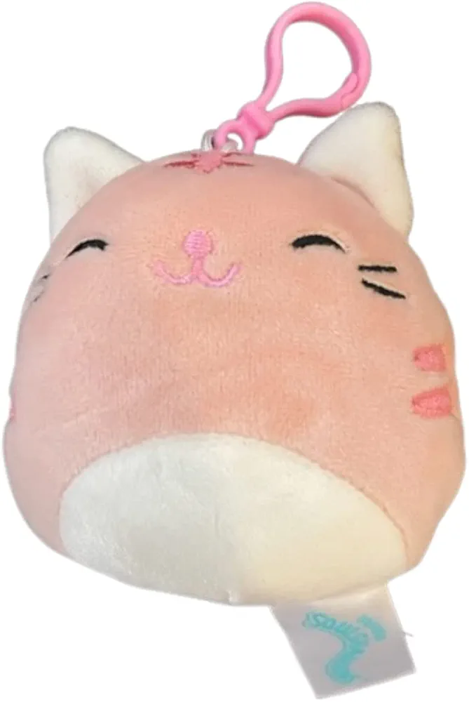 Squishmallows Official Kellytoy Easter Squad Squishy Soft Plush Toy Animal (3.5 Inch Clip, Paulita Pink Cat)