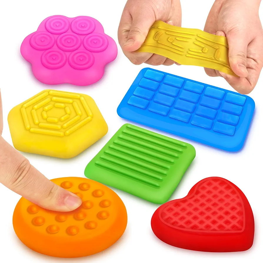 Squishy Sensory Toys for Kids Toddlers: Textured Shape Learning Sensory Toys for Autistic Children, Sensory Fidget Toy for Special Needs, Pull and Stretch Tactile Toy, Calming Toys for Boys and Girls