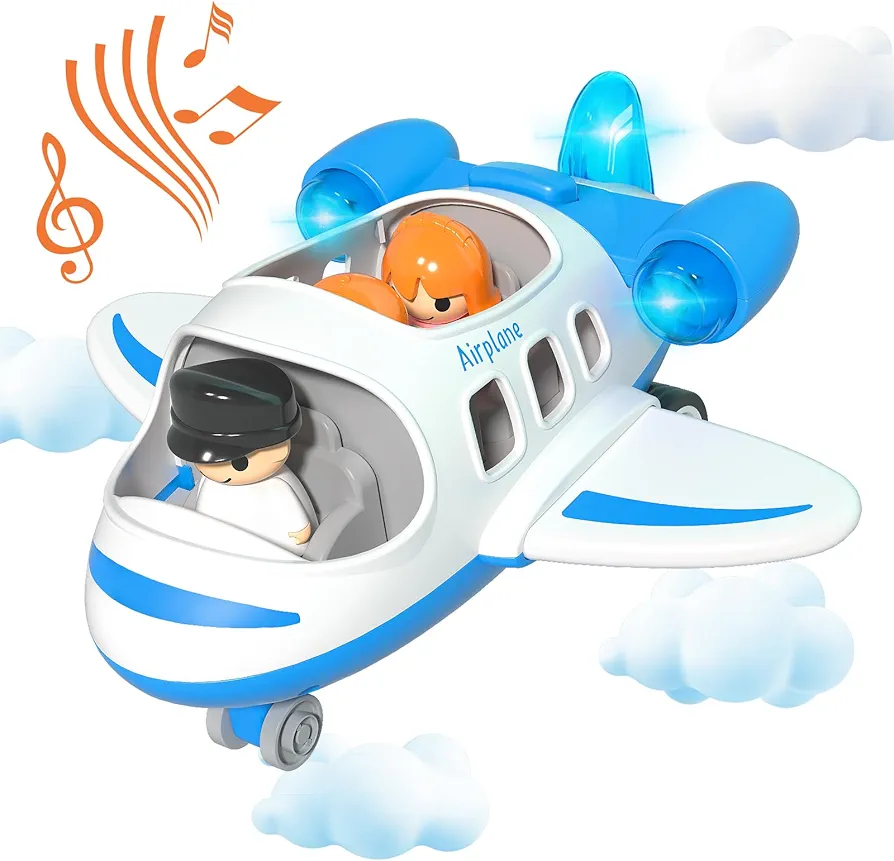 Toy Airplane for Kids, Toys Toddler Planes Toys with Sound and Light, Mini Car Toys for 18 Months, 2 3 4 5 Years Old Boys Gift