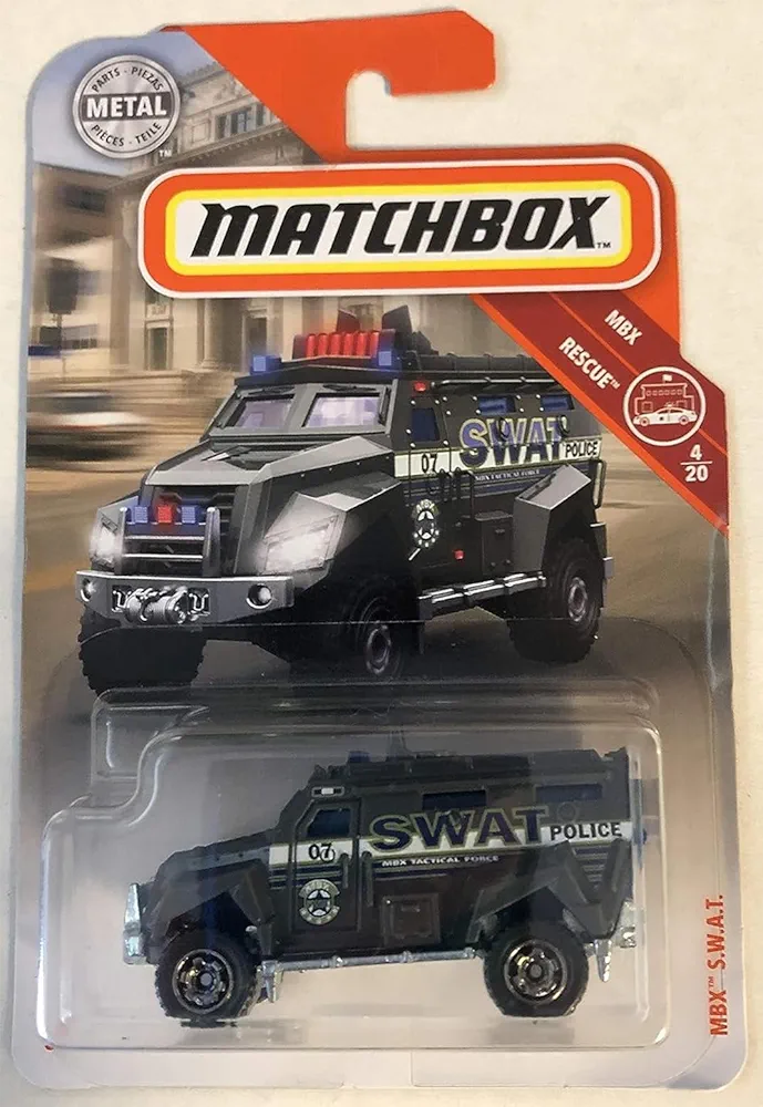 Matchbox MBX S.W.A.T. Gray 59/100 MBX Rescue 4/20 Toy Truck Vehicle Armored Die Cast 1:64 Scale