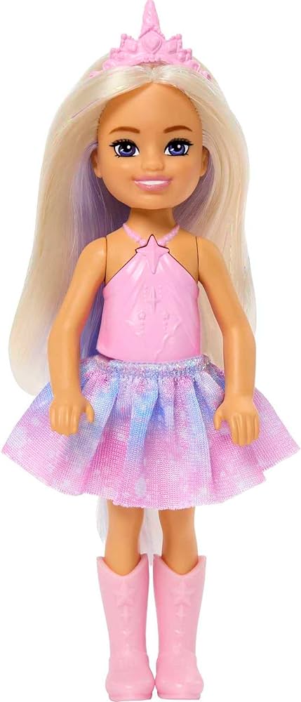 Barbie Dreamtopia Chelsea Unicorn Small Doll with Detachable Tail, Horn Headband Accessory & Lavender Hair, Bends at Waist