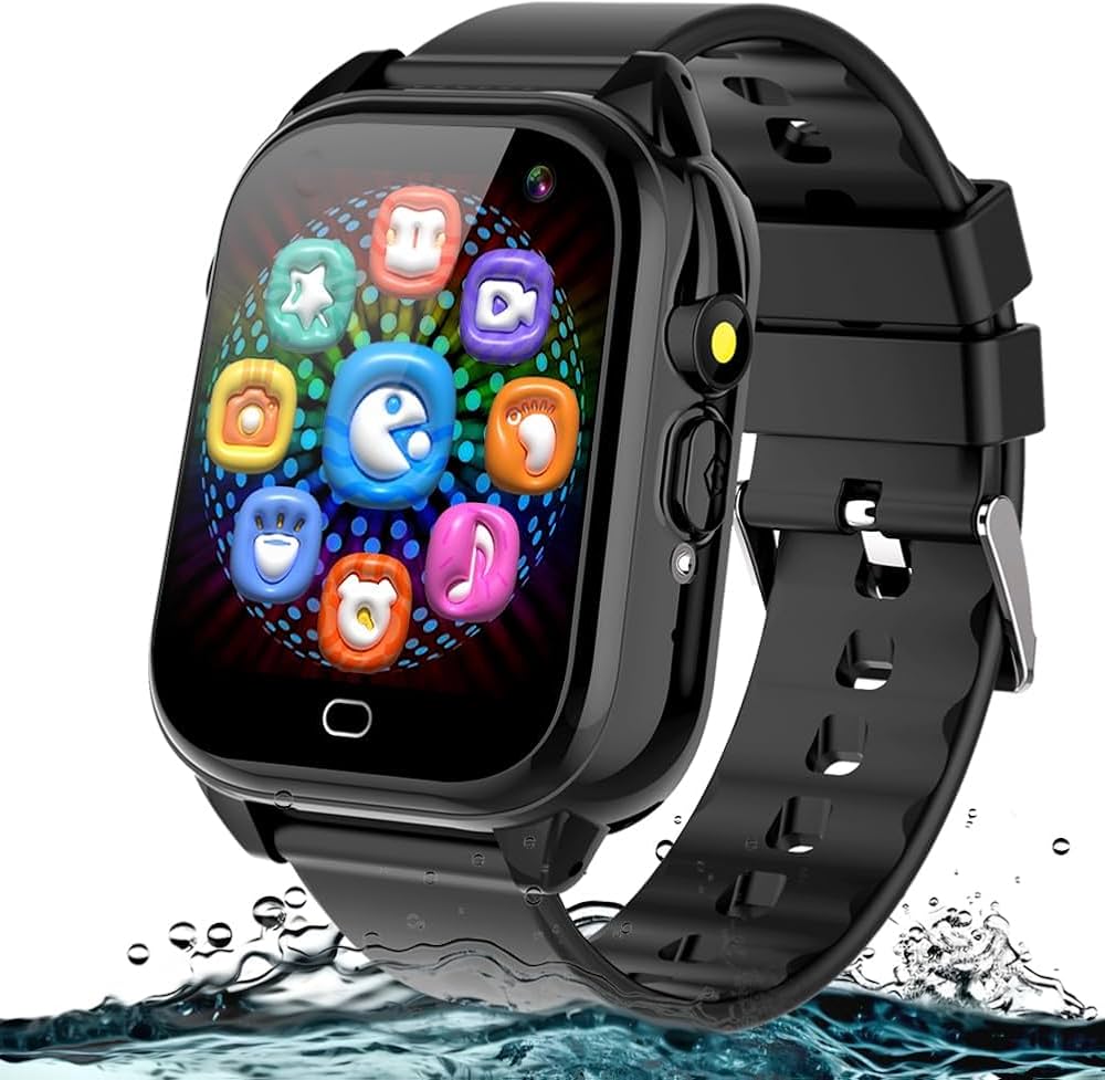 Kids Waterproof Smart Watch Toys for Boys Girls Ages 3-12, HD Touchscreen Toddler Watches with 26 Puzzle Games Camera Video Recording Pedometer MP3 Player Alarm Clock Birthday Gift (1. black)