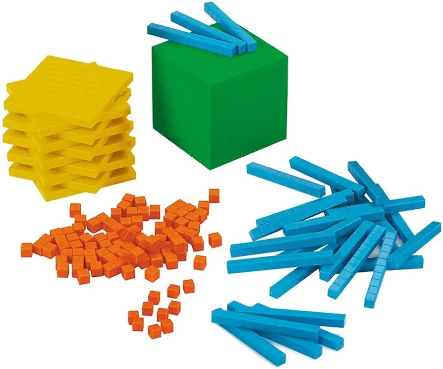 EAI Education Base Ten Blocks Differentiated Set | Early Learning Math Manipulative for Counting, Number Concepts and Place Value - 161 Pieces