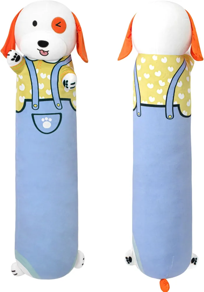 Long Dog Plush Pillow, 36" Cute Blue Dog Stuffed Animals Kawaii Body Pillow Sleeping and Hugging Plush Pillow Dog Plushies Throw Pillows for Kids, Girls, Boys and Girlfriend