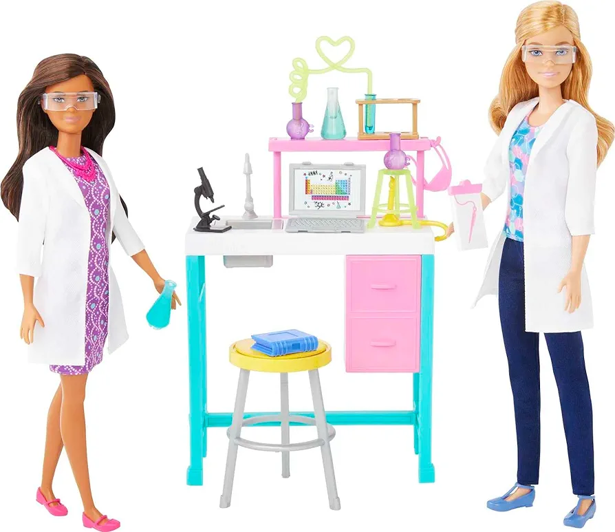 Barbie Careers Playset, Science Lab with 2 Scientist Fashion Dolls, Lab Bench & 10+ Accessories (Amazon Exclusive)