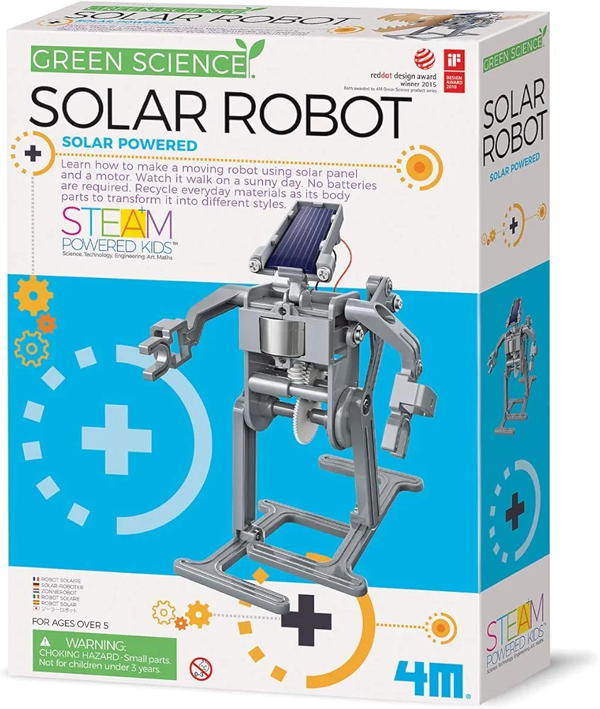 4M Green Science Solar Robot Kit - Green Energy Robotics, Eco-Engineering - STEM Toys Educational Gift for Kids & Teens, Girls & Boys (Packaging May Vary), Multi