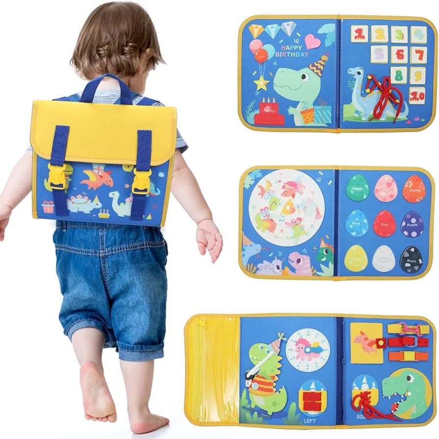 18 in 1 Toddler Montessori Busy Board Preschool Learning Activities with Life Skill Logical Thinking Fine Motor Skills Busy Board for 2-6Year Old for Toddler Toys for Boys Girls Gifts