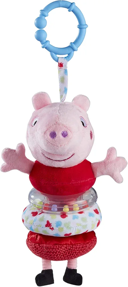 My First Peppa Pig Jiggler Soft Toy, Baby Toy, First Toy, Comforter Blanket, Early Play Development Toy, Pull and Retract Pram, Cot, Car Seat, Toy