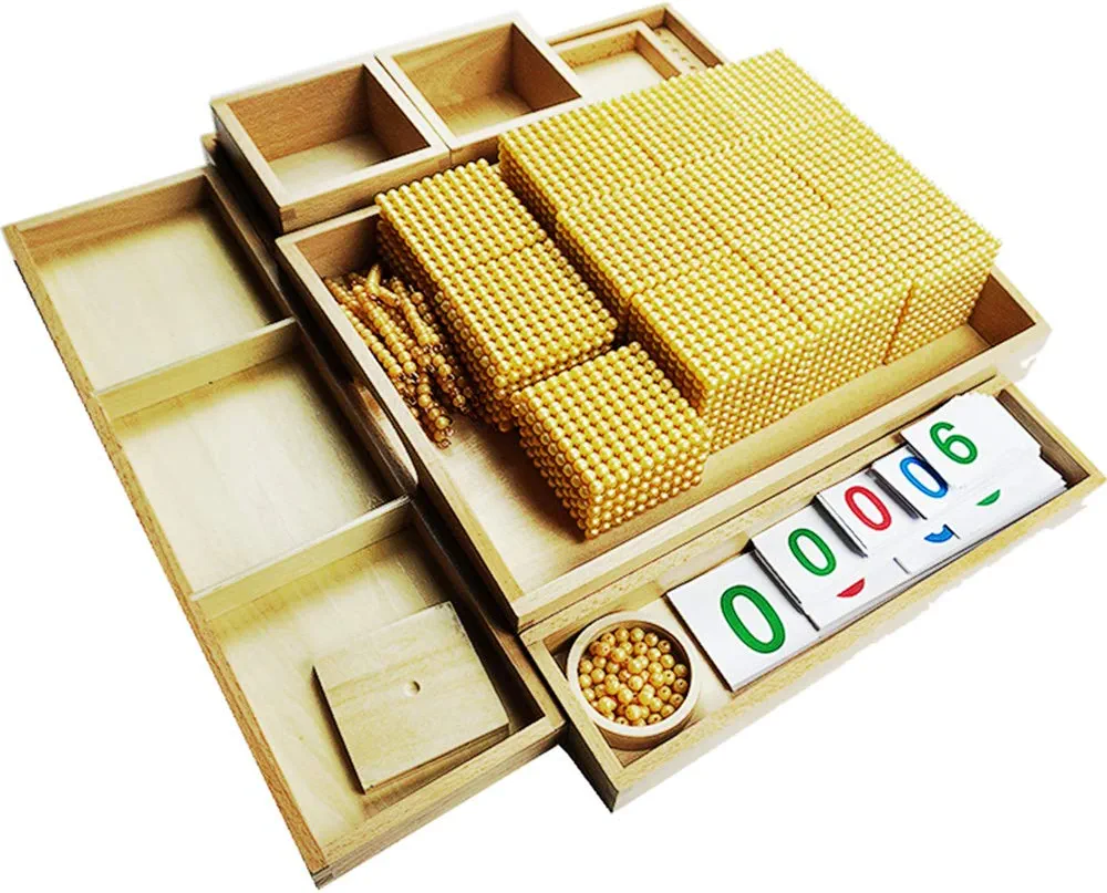 Wooden Decimal Base Bank Game Set Maths Training, Montessori Early Childhood Education Toys