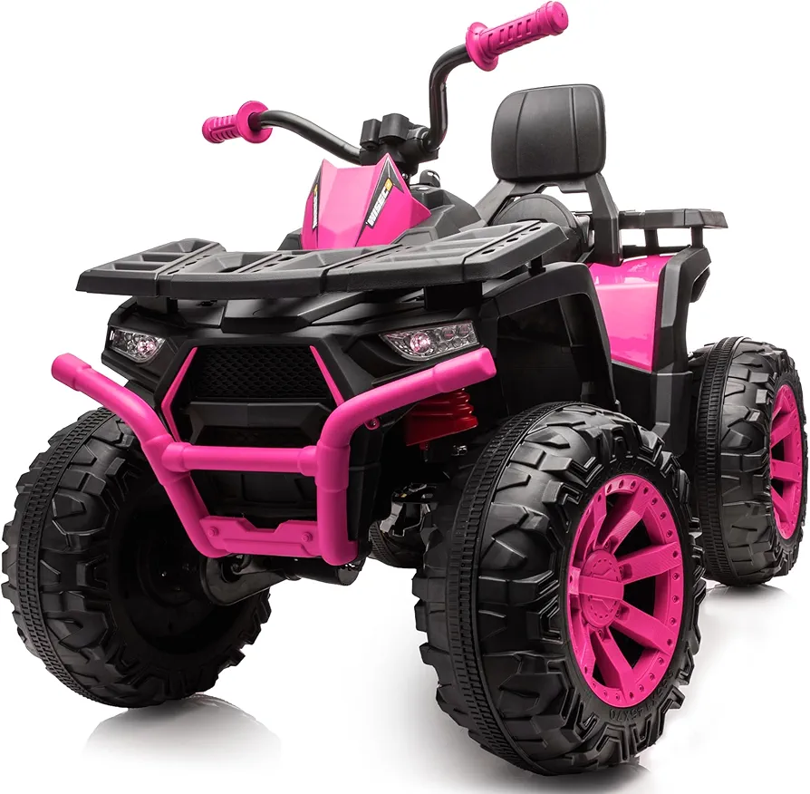 Kids ATV 4 Wheeler, 24V 4WD Electric ATV Ride On Toy for Big Kid w/ 2-Seater, 4x200W Motor, 5.6Mph Max Speed - Pink