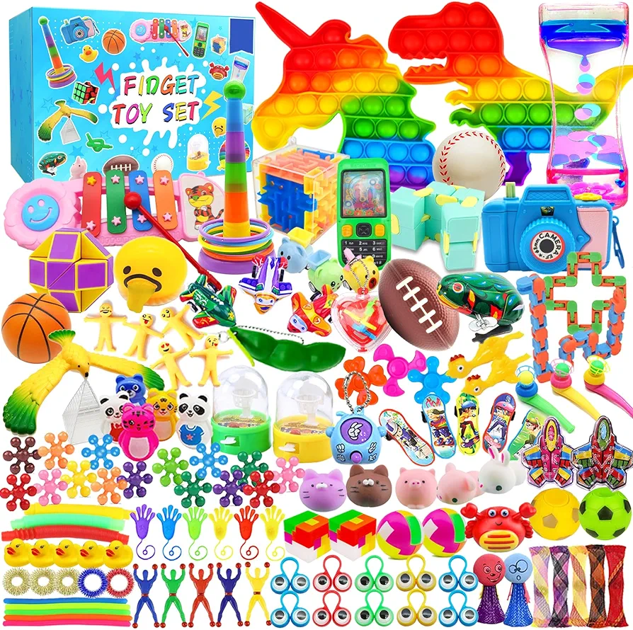 125 Pack Fidget Toys Assortment for Kids 4-8-12,Stress&Anxiety Relief Toys for Party Favors,Treasure Box Fillers,Classroom Prizes Rewards,Carnival,Pinata Stuffers