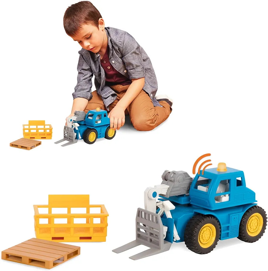 Driven by Battat – Micro 1:24 Scale – Telehandler Forklift Toy – Construction Truck Toy with Extendable Crane Arm & More – Realistic Lift Sounds & Lights – Car Toy Gift for Boys & Girls Age 3+