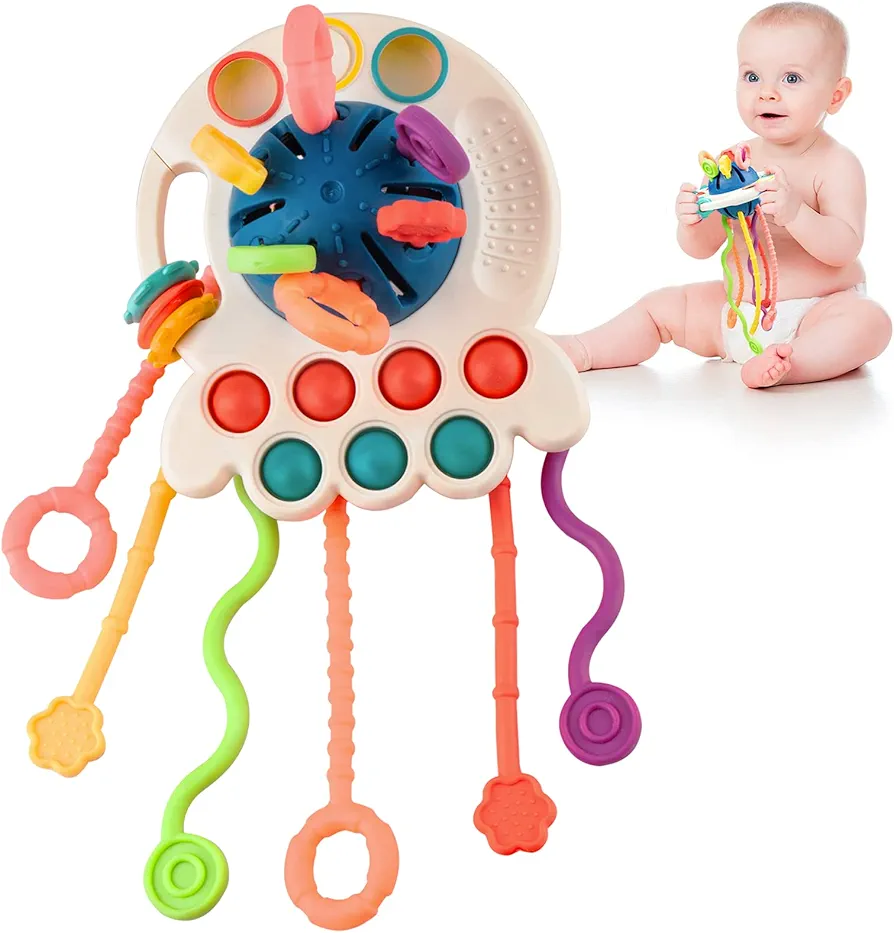 Baby Toys, Montessori Toy for 6-12 12-18 Months Toddler Babies, Sensory Toy, Motor Skills & Pull String Activity for 1 2 3 4 5 6 Years Old Infant Boy Girl Easter Gifts