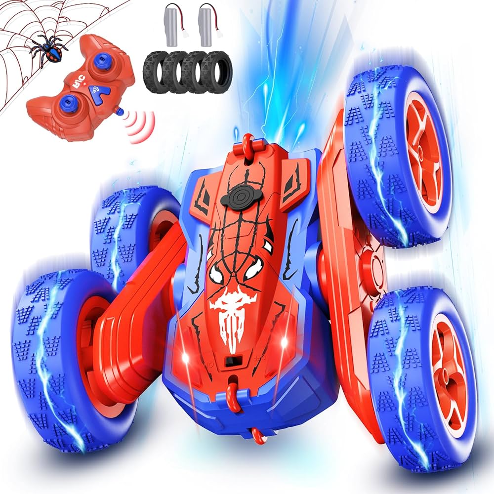 Spider Remote Control Cars for Kids,Double Sided 360° Flips Rotating 4WD Off Road Racing RC Car, RC Stunt Car Toys for Girls Boys Age 4 5 6 7 8 9 10,Perfect Kids Toys Gifts on Birthday (Red)