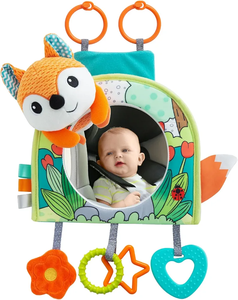 Car Seat Toy, Car Mirror for Baby, Baby Mirror for Car, Baby Car Mirror for Baby Rear Facing, Travel Baby Activity Center with Hanging Engaging Toys for infants Babies 0-6-12-18 Months Boy Girl