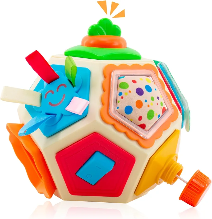 Montessori Toys for Babies 6-12 Months, Busy Cube for Toddlers 1-3 with 12 Activity Cube Blocks, Educational Toys for 1+ Years Old Baby Toys 12-18 Months Baby First Birthday Gift for Boys Girls