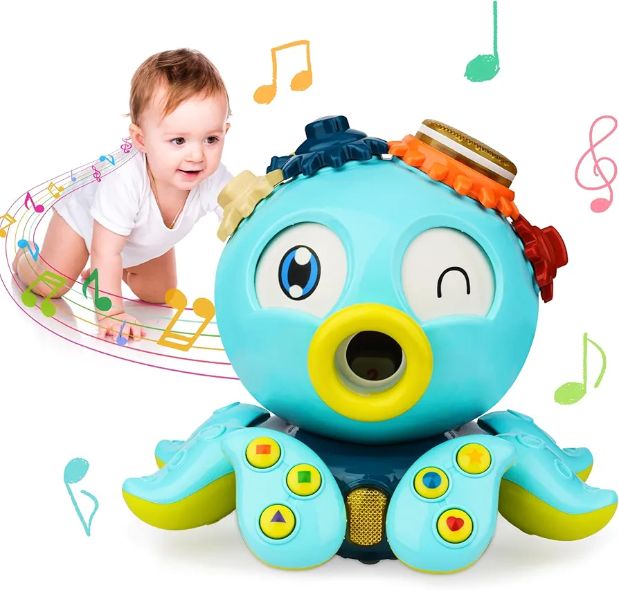 OFUN Baby Crawling Octopus Toys Musical Baby Toys Interactive Walking Sensory Toys Early Learning Educational Montessori Sounds Toys for Toddlers,Birthday Gifts for Age 18 Months+Girls & Boys