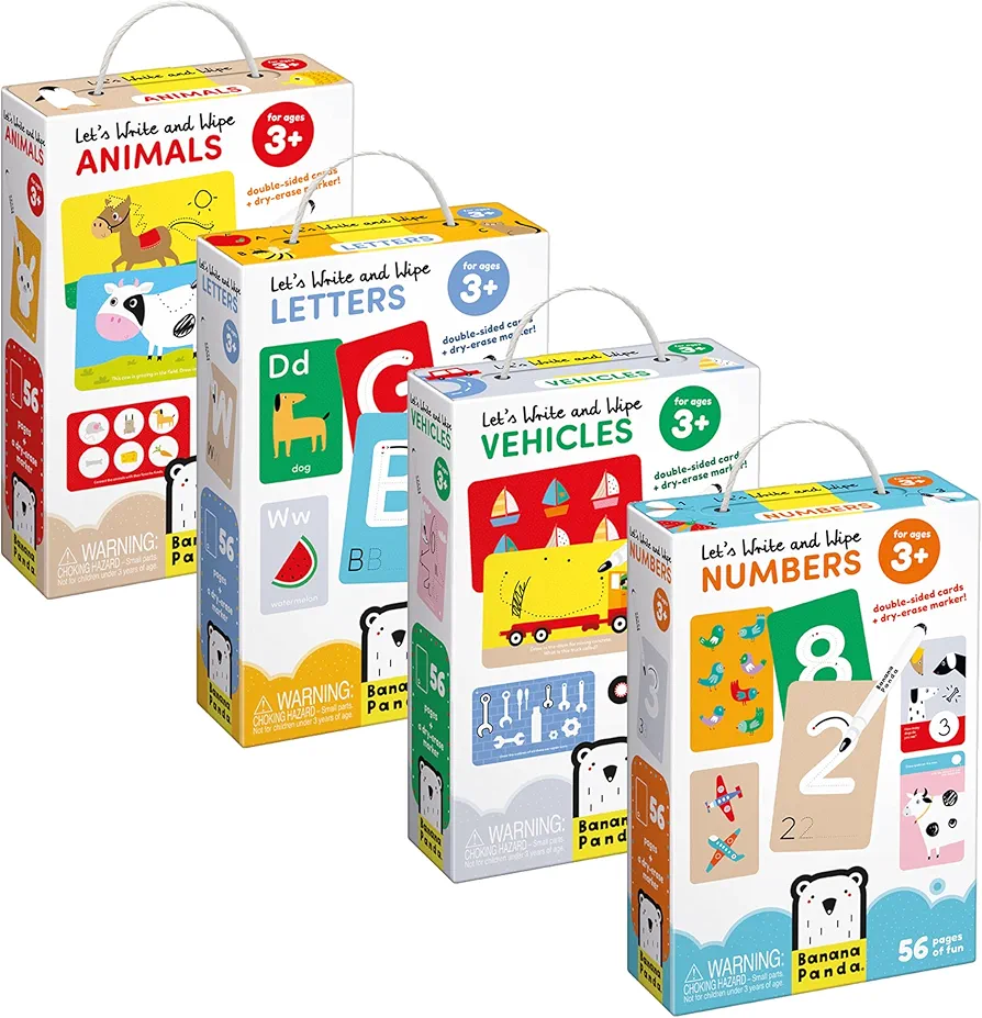 Let's Write and Wipe Preschool Learning Bundle - Includes All 4 Sets with Educational Dry-Erase Activities for Kids Ages 3-5 Years