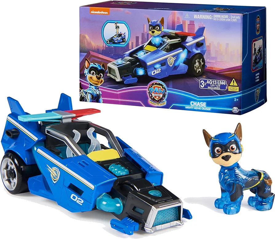 Paw Patrol: The Mighty Movie, Toy Car with Chase Mighty Pups Action Figure, Lights and Sounds, Kids Toys for Boys & Girls 3+