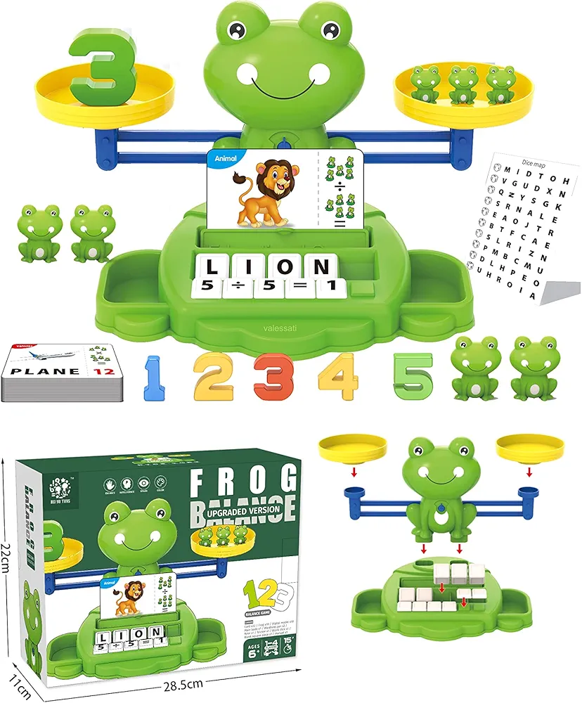 Frog Balance Counting Toys 69 pcs for Kids 3 in 1, Learning & Education Toys Gift for for Toddlers Boy Girl Age 3 4 5 Years Old