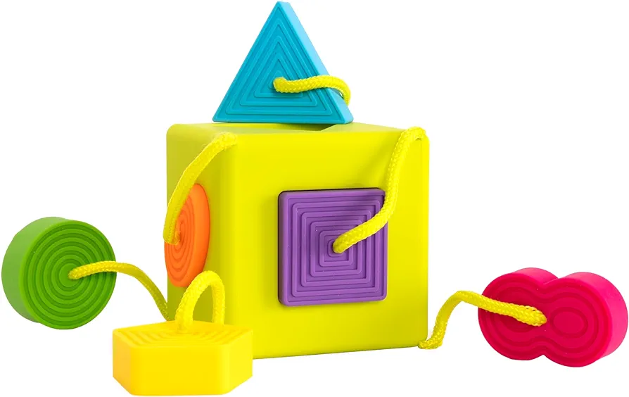 Fat Brain Toys OombeeCube - Travel-Friendly Shape-Sorter for Babies & Toddlers